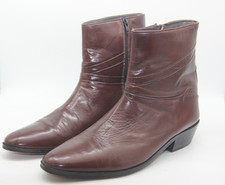 Nunn Bush Bike Toe Chelsea Beatle Dress Boots Men 13W Brown Leather Side Zip 70s