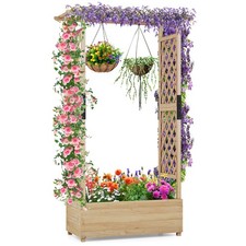 Raised Garden Bed with Arch Trellis Freestanding Ground Garden Planter Box