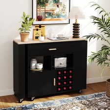 Kitchen Island Cart Bar Table Combo Reversible Mobile