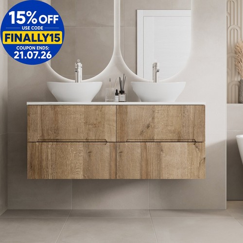 1200 oak white marble vanity - 1200,