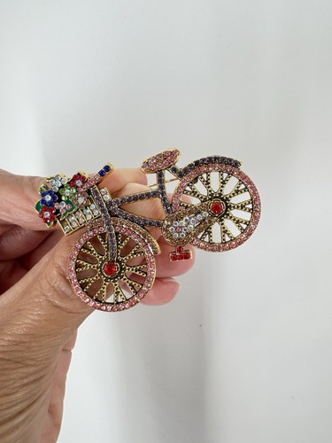 Vintage pink bicycle brooch - vintage,