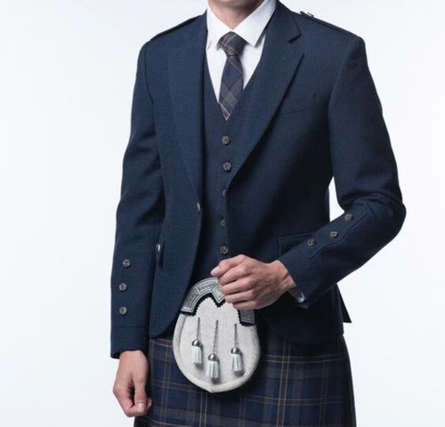 Scottish navy blue wool kilt - blue,