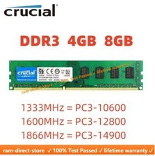 CRUCIAL DDR3 4GB 8GB 16GB 1333 1600 1866mhz Desktop RAM Memory DIMM 240pins DDR3