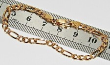 9ct Gold & Silver Children's Girls / Boys Solid Figaro Curb Bracelet - 6 inch