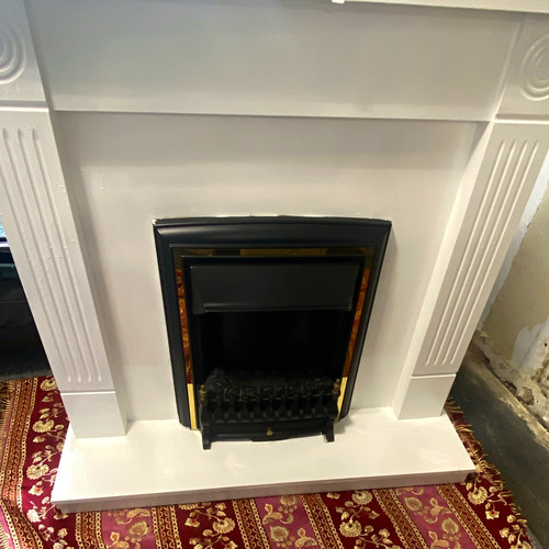 White painted wood - painted, fireplace