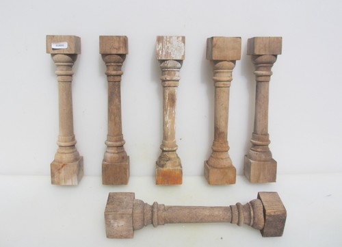 Antique wooden turned columns - turned,