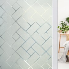 rabbitgoo Rainbow Frosted Window Film Privacy Stained Cling Static Glass Sticker