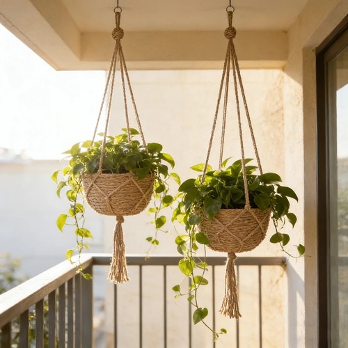 Macrame jute plant hanger - macrame,