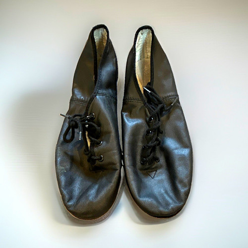 Black leather lace jazz - black, lace-up