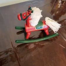Small Vintage Wooden Rocking Horse Figurine