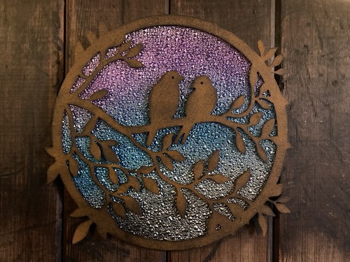 Metal birds tree silhouette - in,
