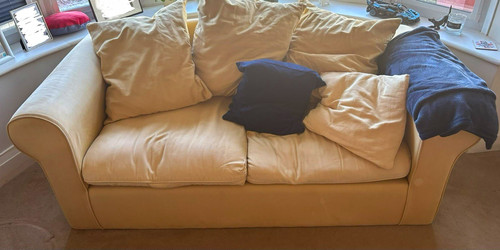 Beige fabric convertible sofa - beige,