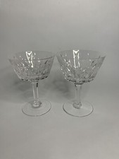 2 Vintage Cut Glass Crystal Champagne Coupes Saucers Martinin Glasses