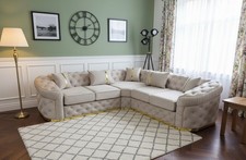 Slate Rib Chesterfield Style 5 Seatrer Corner Sofa In Plush Velvet Fabric In UK