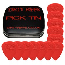 12 x Dunlop Nylon Midi Guitar Picks / Plectrums - 0.53mm Red In A Handy Pick Tin