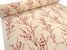 LAURA ASHLEY PUSSY WILLOW CRANBERRY Cotton Curtain Cushion Fabric