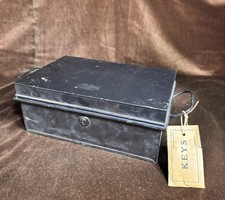 Vintage Black Metal Deed Box with Keys – Made in England, c.1950s 