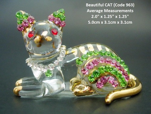 Art glass cat - glass,