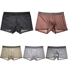 Mens Silky Shiny Glossy Panties Boxer Briefs Bulge Pouch Boxers Trunks Underwear