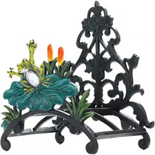 Cast Iron Heavy Duty Garden Hose Holder - Decorative Hand-Painted Frog Wall Moun