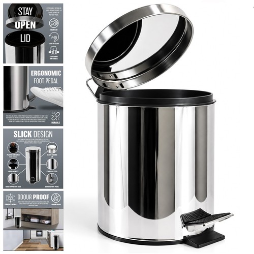Metal chrome pedal - pedal, bin
