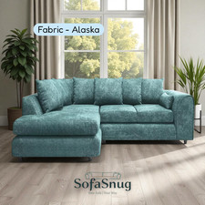XXL ALASKA L SHAPE CORNER SOFA SET  4 5 SEATER FURNITURE SETTEE SUITE POUFFE 3+2