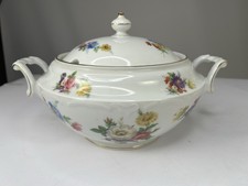 JWK Covered TUREEN- Floral Decoration All with Gold Trim- Bavaria- 7”x13”-Ex!