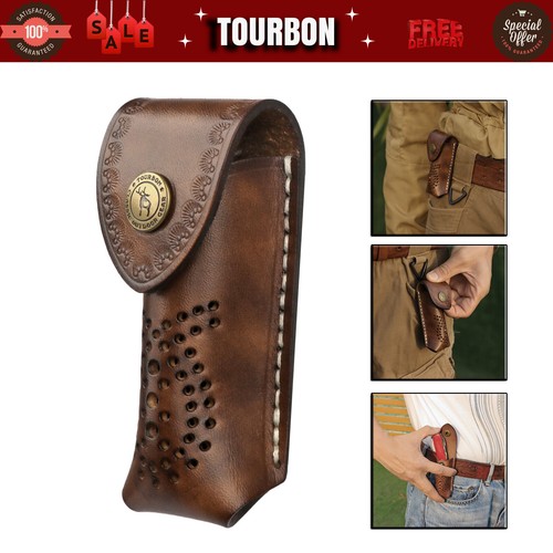 Tourbon leather pocket - leather, knife