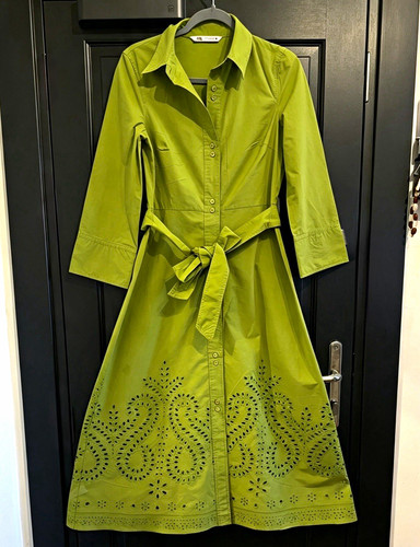 Zara green embroidered eyelet - embroidered,