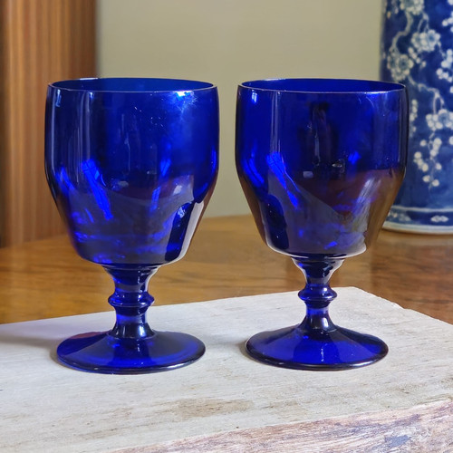 Bristol blue wine glass rummer - wine,