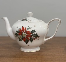 Vintage Princess Anne Bone China Teapot Noel Pattern Christmas