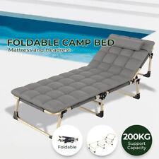 Folding Sun Loungers Sunbed with Adjustable Backrest & Cushion for Garden, Beach