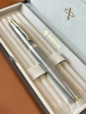 Vintage PARKER 75 Sterling Silver Fountain Pen Fine Nib USA Cisele Pattern