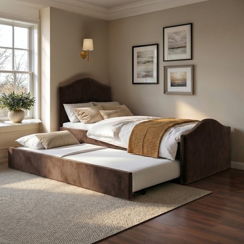 Brown upholstered single - single, guest