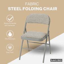 Padded Fabric Folding Chair - Cream / Grey