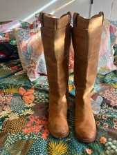 FRYE Camel Tan Beige Brown Colour Leather Knee High Boots - Size 4 UK -