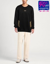RRP€150 EMPORIO ARMANI EA7 Sweatshirt Size 3XL Black Print Logo Long Sleeves