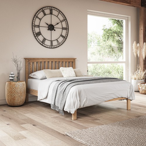Dunkeld solid wooden oak bed - wooden,