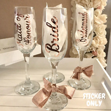 Wedding Vinyl Rose Gold Sticker Champagne Flute Bridesmaid Glass Bride Custom