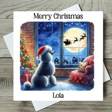 Poodle Christmas Card Personalised Dog Card 2 Sizes + Inside Message
