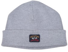 PAUL & SHARK YACHTING Men's Winter Hat Beanie Virgin Wool Acrylic Gray Grey