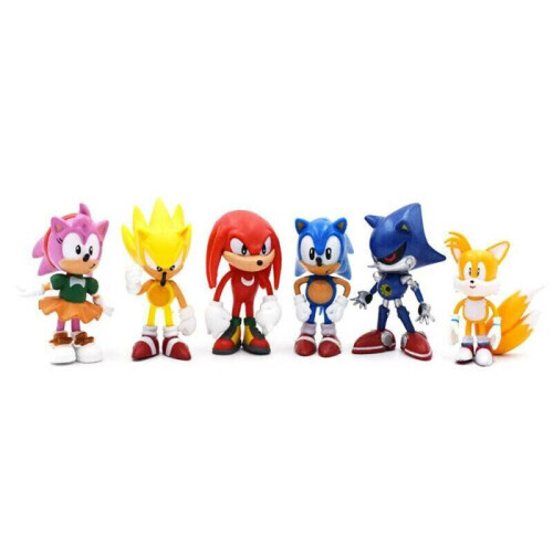 6pcs sonic the hedgehog - hedgehog, pvc