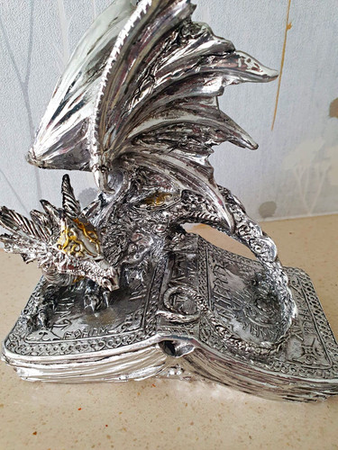 Silver tone dragon figurine - tone,