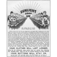 SUNLIGHT SOAP Victorian Advertisement 1891