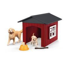 SCHLEICH Farm World Dog Kennel with Golden Retrievers Toy Playset - 42722