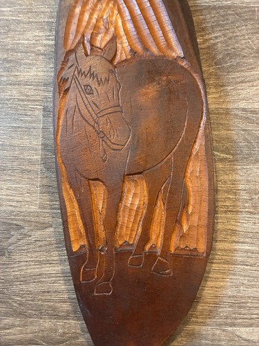 Rustic wooden horse carving - rustic,