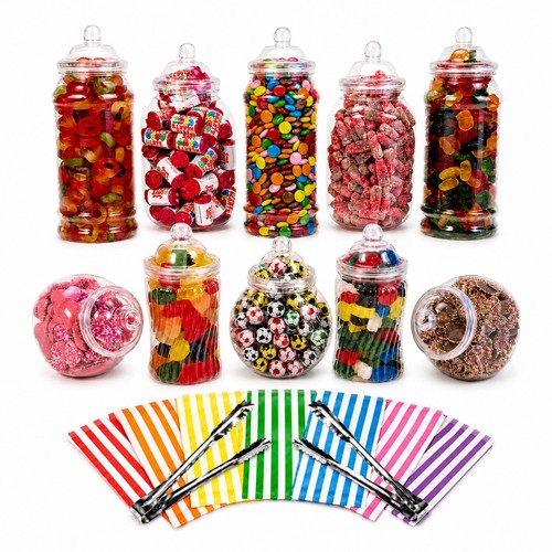 Assorted plastic sweet - 10, jars