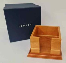 Vtg DAVID LINLEY Designer Inlaid Wood Desk Paper Note Stacker Stand Holder Boxed