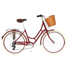 Raleigh Willow Women's Classic Wicker Basket Hybrid Bike - Cherry - 19'' A