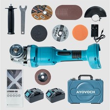 21V 125mm Cordless Angle Grinder Brushless with 2Battery & Charger & Disc Kit UK